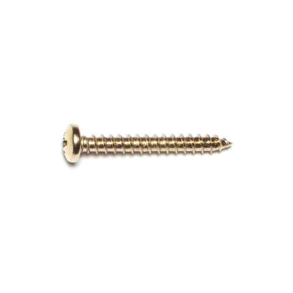 Midwest Fastener Sheet Metal Screw, #10 x 1-1/2 in, Brass Plated Steel Pan Head Phillips Drive, 30 PK 64153 - main